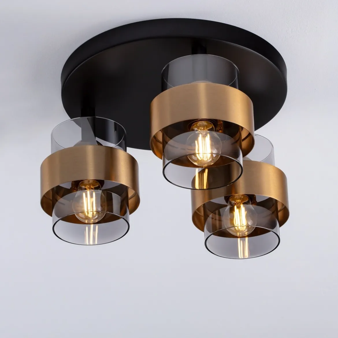 Nova Luce 9236386 SIANNA Deckenleuchte 3-flammig Gold Rauchglas Schwarz E27