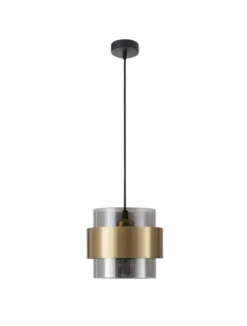 Nova Luce 9236362 SIANNA Pendelleuchte Gold Rauchglas Schwarz E27