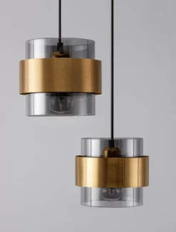 Nova Luce 9236372 SIANNA Pendelleuchte rund 3-flammig Gold Rauchglas Schwarz E27