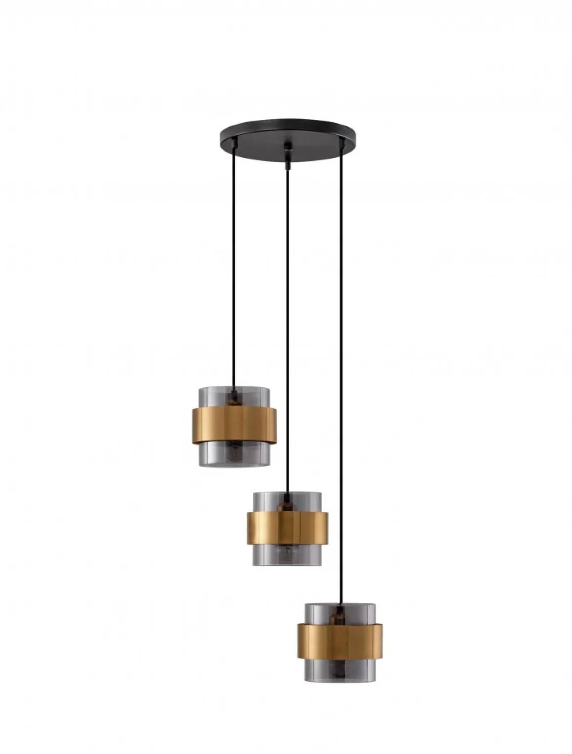 Nova Luce 9236372 SIANNA Pendelleuchte rund 3-flammig Gold Rauchglas Schwarz E27
