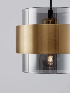 Nova Luce 9236372 SIANNA Pendelleuchte rund 3-flammig Gold Rauchglas Schwarz E27