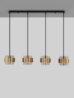 Nova Luce 9236383 SIANNA Pendelleuchte 4-flammig Gold Rauchglas Schwarz E27