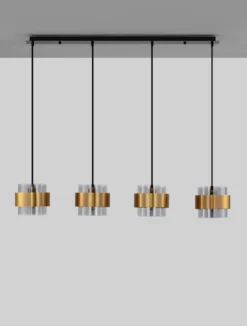 Nova Luce 9236383 SIANNA  Pendelleuchte 4-flammig Gold Rauchglas Schwarz E27