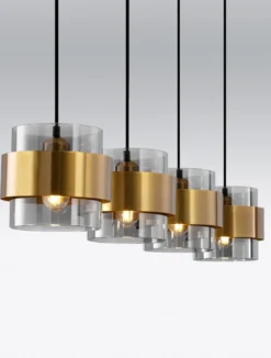 Nova Luce 9236383 SIANNA  Pendelleuchte 4-flammig Gold Rauchglas Schwarz E27