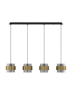 Nova Luce 9236383 SIANNA  Pendelleuchte 4-flammig Gold Rauchglas Schwarz E27