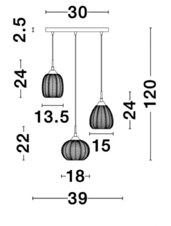 Nova Luce 9191542 VARIO Pendelleuchte 3-flammig rund Gold Transparent E27