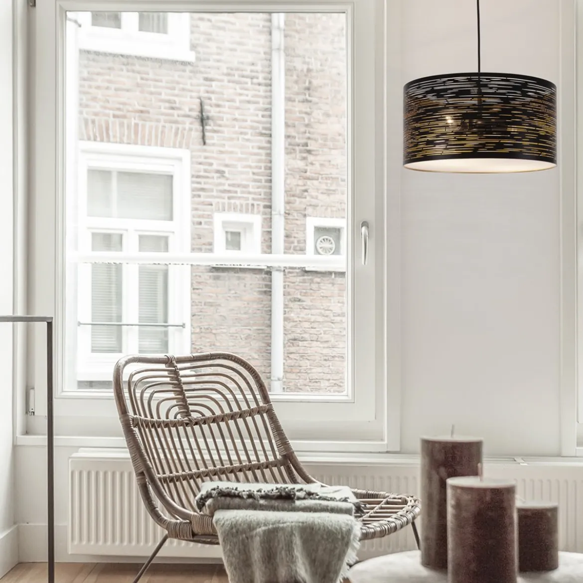 Nova Luce 9555812 ZANE Pendelleuchte 2-flammig Schwarz Gold E27