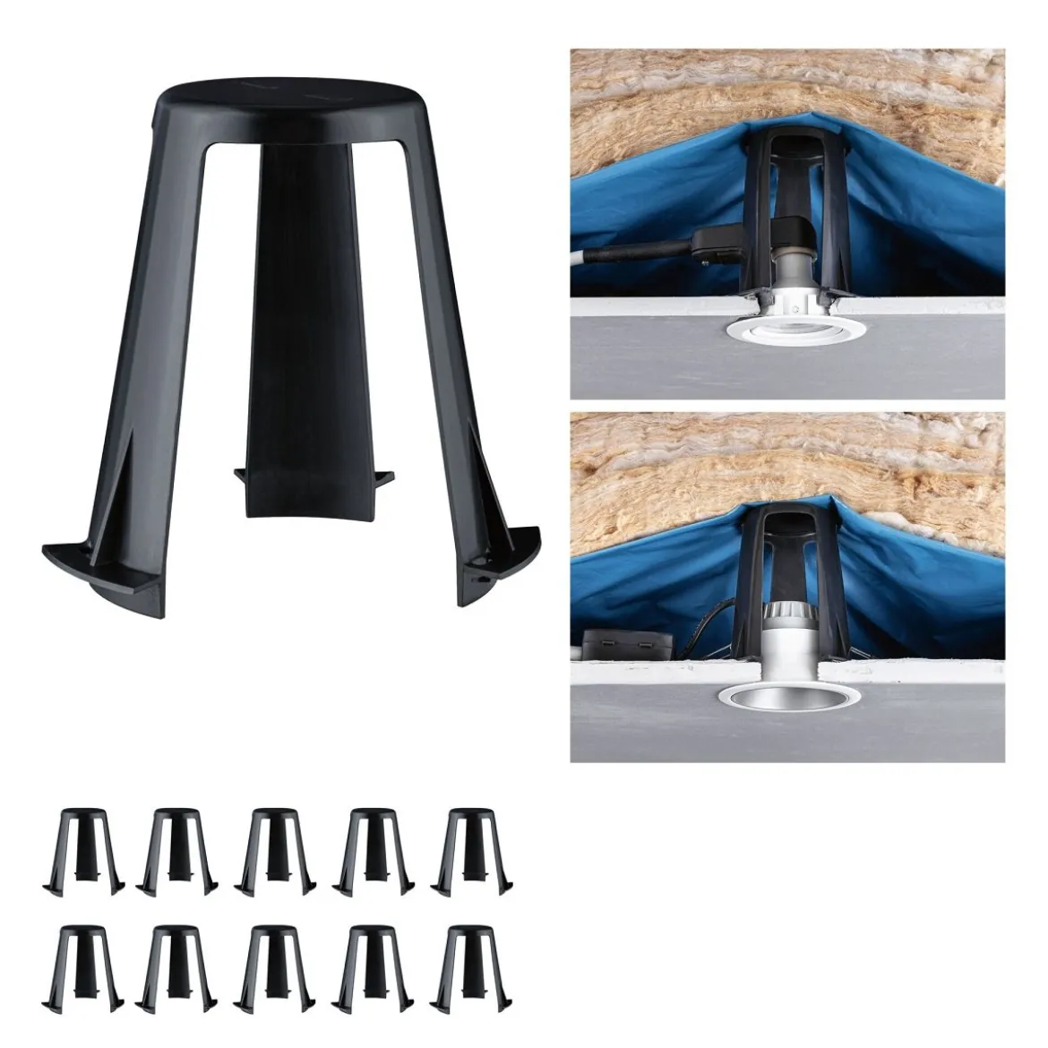 Paulmann 92401 Abstandshalter für Einbauleuchten 10er-Set 62-90 mm schwarz