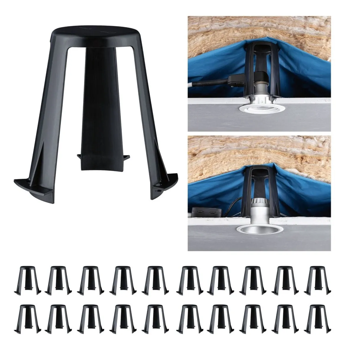 Paulmann 92402 Abstandshalter für Einbauleuchten 20er-Set 62-90 mm schwarz