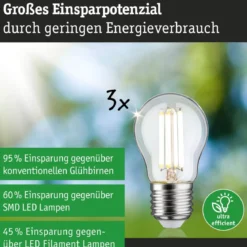 Paulmann 29215 Eco-Line Filament 230V LED Tropfen E27 3er-Set 525lm 2,5W 3000K Klar