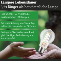 Paulmann 29251 Eco-Line Filament 230V LED Birne E27 806lm 3000K 3-Step-Dim Klar