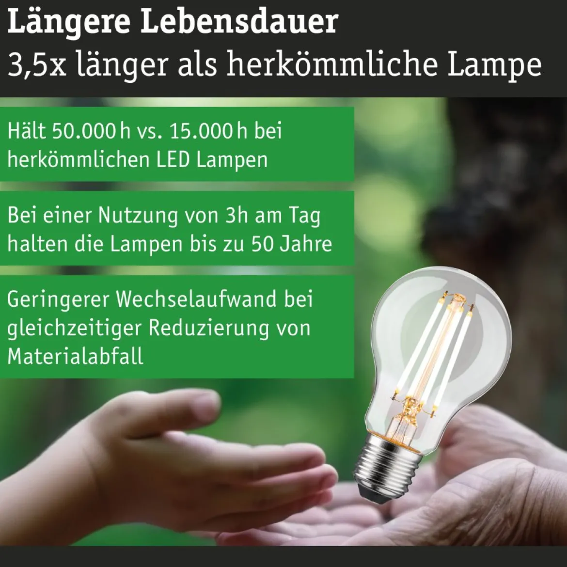 Paulmann 29253 Eco-Line Filament 230V LED Birne E27 1521lm 3000K 3-Step-Dim Klar