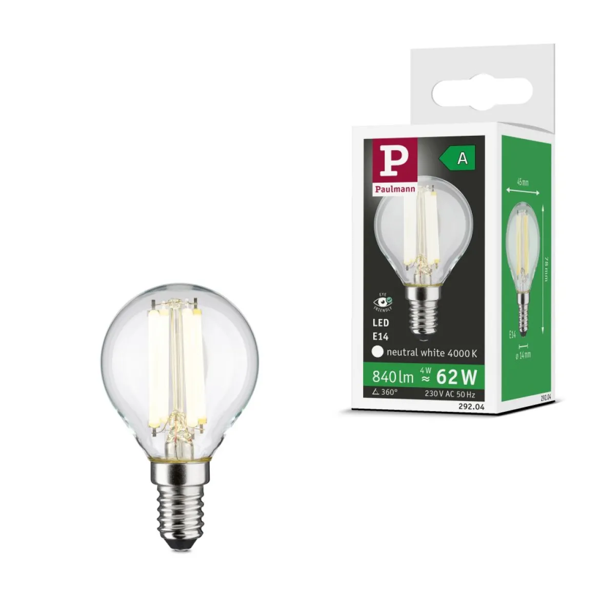 Paulmann 29204 Eco-Line Filament 230V LED Tropfen E14 840lm 4000K Klar