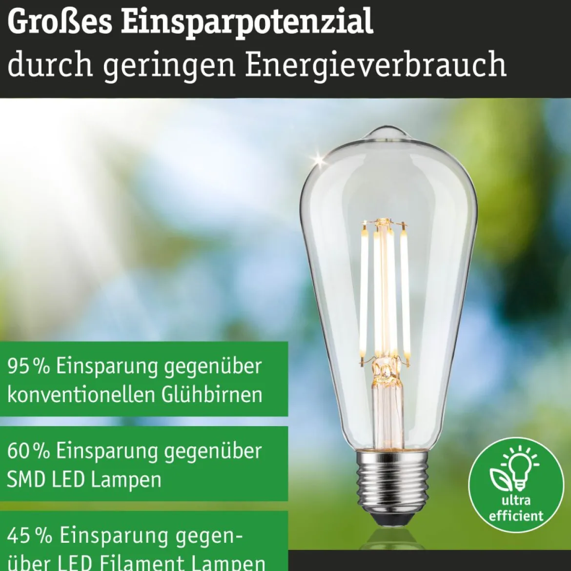 Paulmann 29249 Eco-Line LED Kolben ST64 E27 806lm 3000K 3-Step-Dim Klar