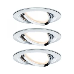 Paulmann 93880 Einbauleuchte LED Coin Slim IP23 rund Chrom 3er-Set dimmbar und schwenkbar