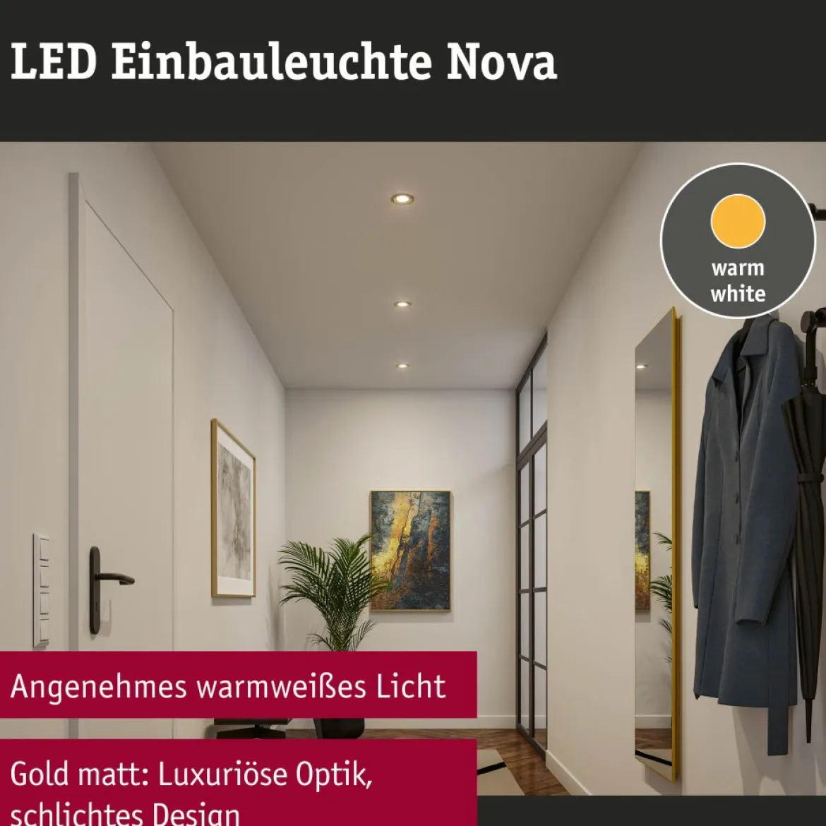 Paulmann 92404 Einbauleuchte LED Nova Coin 3er-Set schwenkbar 84mm gold