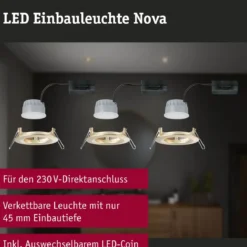 Paulmann 92407 Einbauleuchte LED Nova Coin 3er-Set 74mm gold 3-Step-Dim IP44