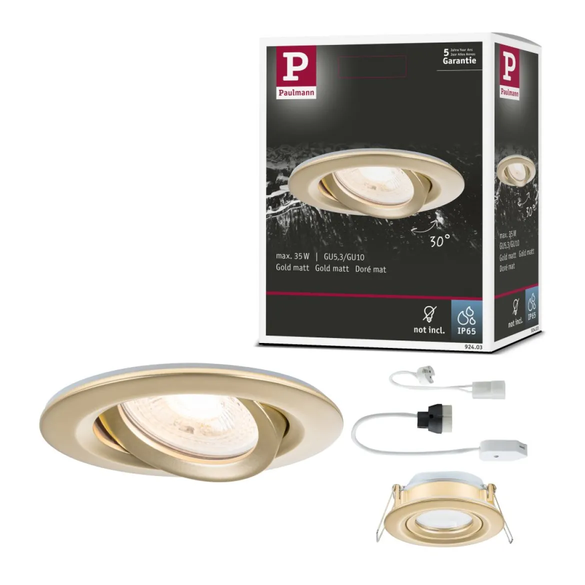 Paulmann 92403 Einbauleuchte LED Nova Plus schwenkbar 93mm gold IP65
