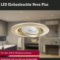 Paulmann 92403 Einbauleuchte LED Nova Plus schwenkbar 93mm gold IP65
