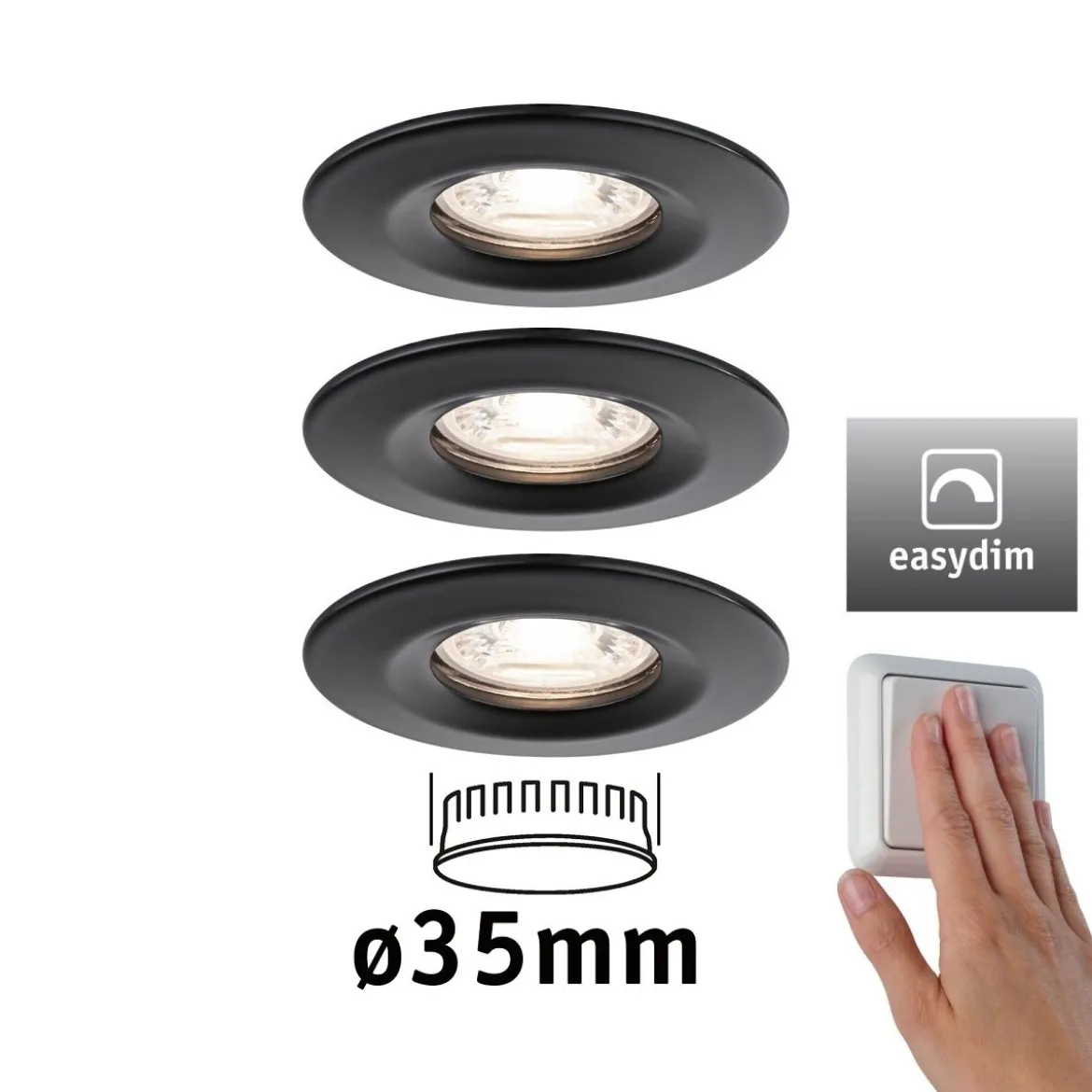 Paulmann 93085 Einbauleuchte Nova mini Coin Basisset EasyDim schwarz 2700K