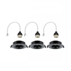 Paulmann 92111 Einbauleuchte rund 90mm 3er-Set Schwarz schwenkbar