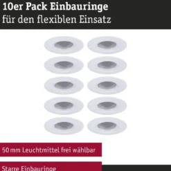 Paulmann 92118 Einbauleuchte rund 90mm 10er-Set Weiß starr