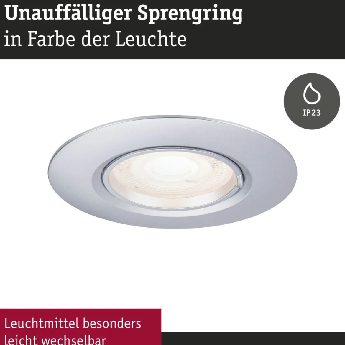 Paulmann 92119 Einbauleuchte rund 90mm 10er-Set Chrom starr