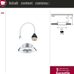 Paulmann 92119 Einbauleuchte rund 90mm 10er-Set Chrom starr