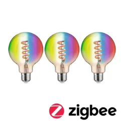 Paulmann 29165 Filament 230V Smart Home Zigbee LED Globe G95 E27 3er-Pack 470lm RGBW