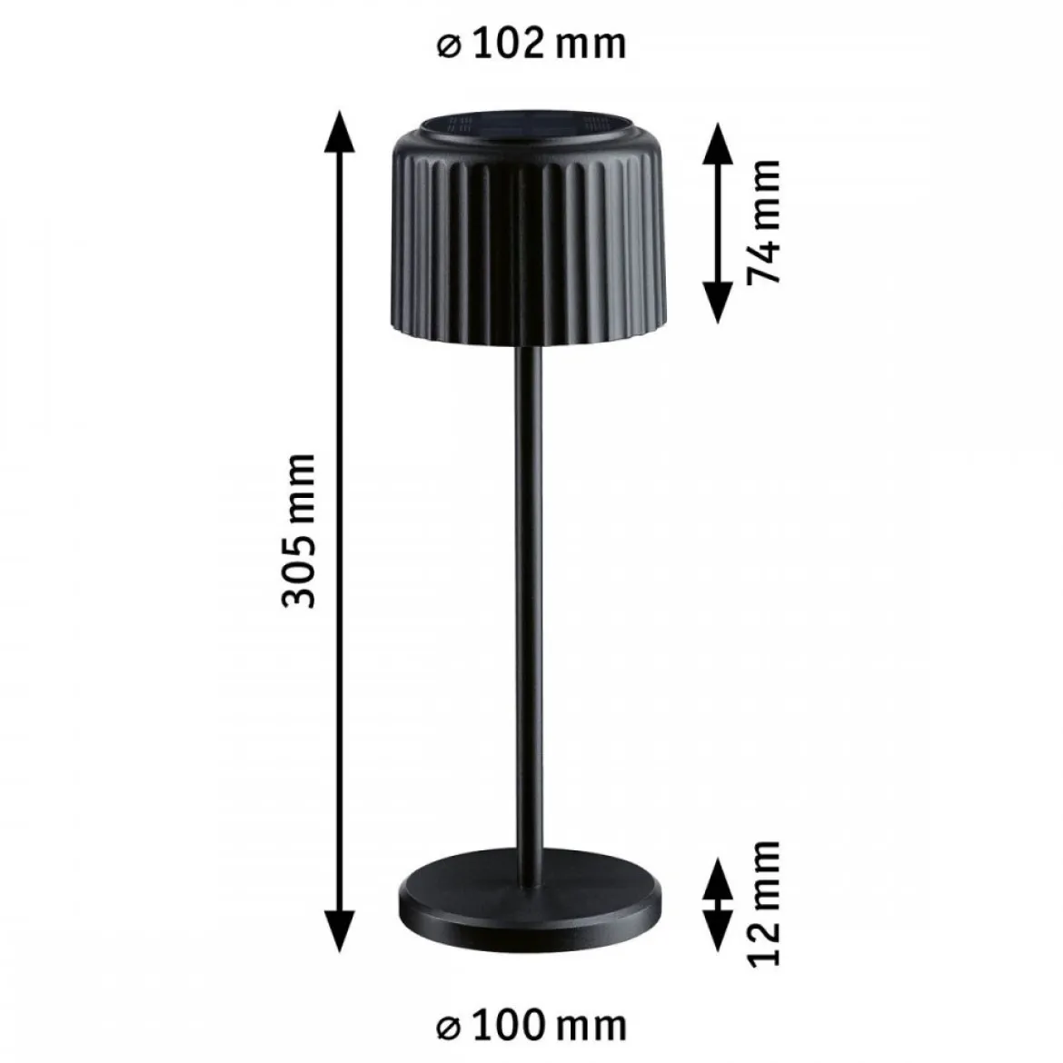 Paulmann 94878 LED Akkuleuchte Else 2700K IP44 dimmbar Schwarz