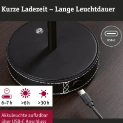 Paulmann 71175 LED Akkuleuchte Pellini 37cm White Switch dimmbar schwarz