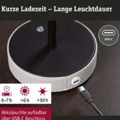 Paulmann 71174 LED Akkuleuchte Pellini 33cm White Switch dimmbar beige schwarz