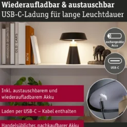 Paulmann 77060 LED Akku Tischleuchte Lirox White Switch IP44 dimmbar Schwarz