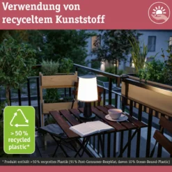 Paulmann 94611 LED Akku Tischleuchte Ilanga Solar 2700K IP44 dimmbar Anthrazit