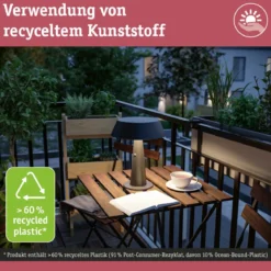 Paulmann 94612 LED Akku Tischleuchte Soala Solar 2700K IP44 dimmbar Anthrazit