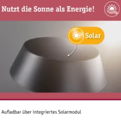 Paulmann 94612 LED Akku Tischleuchte Soala Solar 2700K IP44 dimmbar Anthrazit