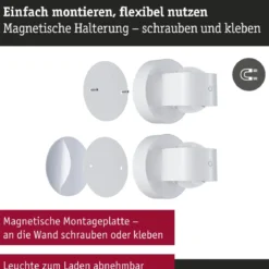 Paulmann 71291 LED Akkuwandleuchte Zorik Weiß dimmbar IP44