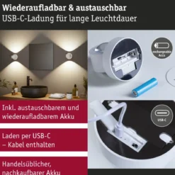 Paulmann 71291 LED Akkuwandleuchte Zorik Weiß dimmbar IP44