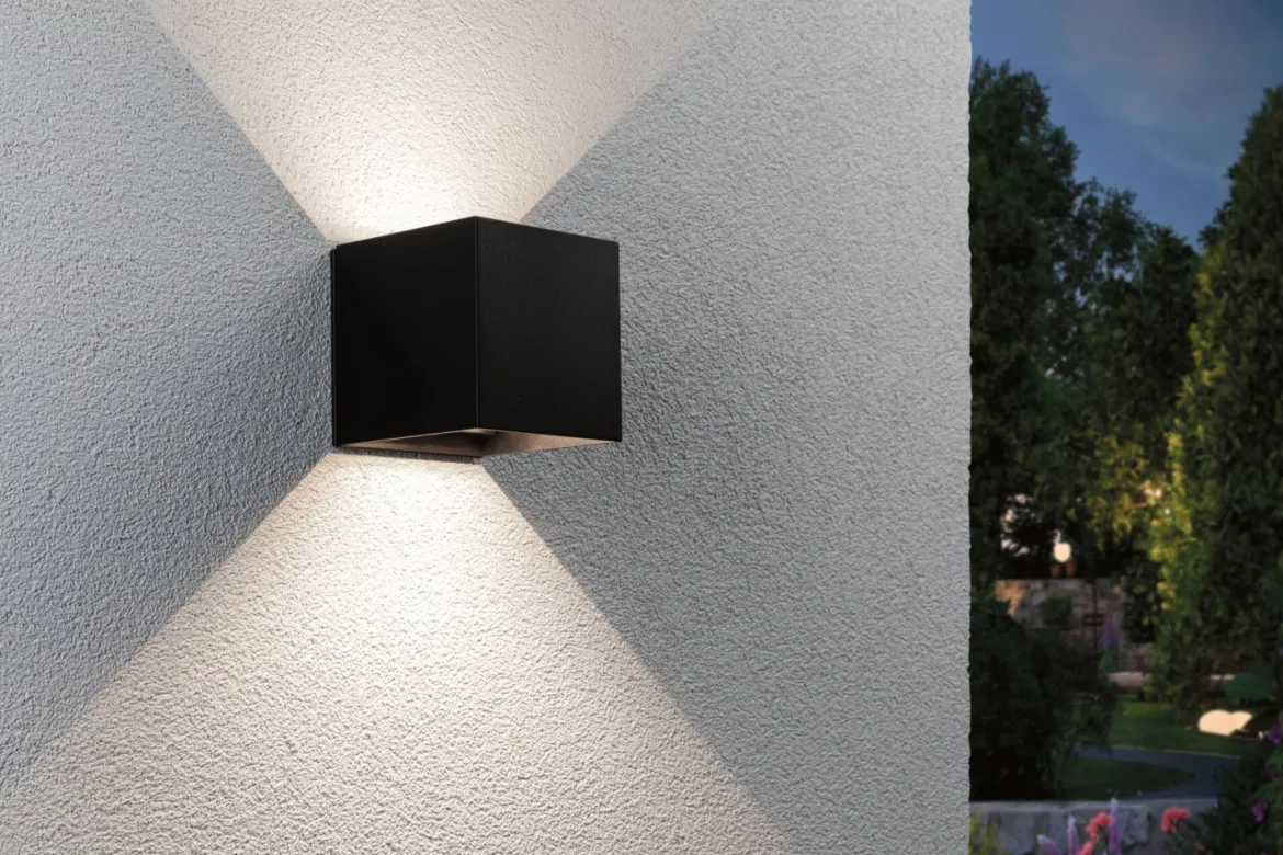 Paulmann 71282 LED Akku Wandleuchte Nyara eckig IP44 3000K schwarz Bewegungsmelder