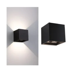 Paulmann 71282 LED Akku Wandleuchte Nyara eckig IP44 3000K schwarz Bewegungsmelder
