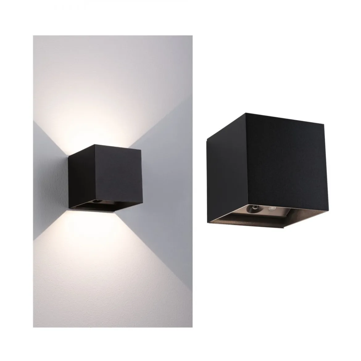 Paulmann 71282 LED Akku Wandleuchte Nyara eckig IP44 3000K schwarz Bewegungsmelder