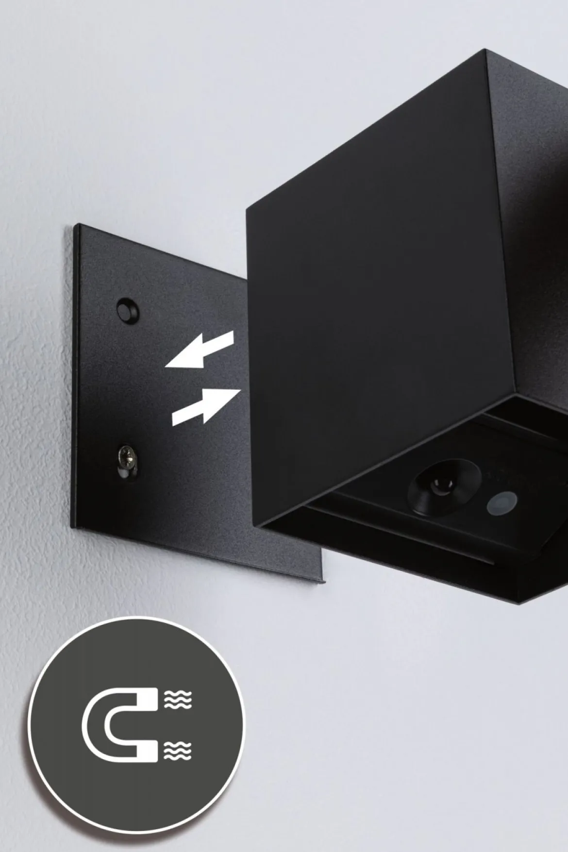 Paulmann 71282 LED Akku Wandleuchte Nyara eckig IP44 3000K schwarz Bewegungsmelder