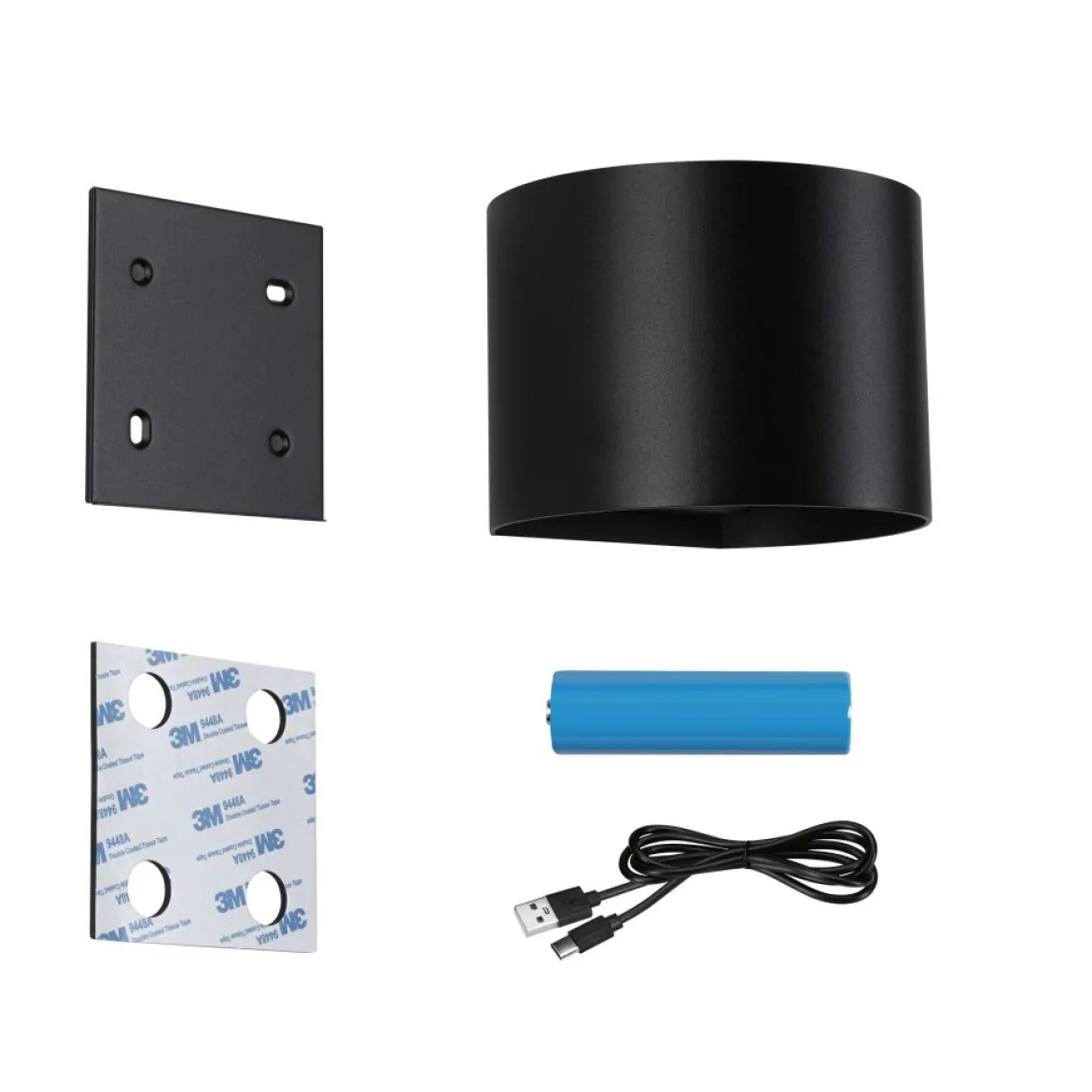 Paulmann 71284 LED Akku Wandleuchte Nyora rund IP44 3000K schwarz Bewegungsmelder