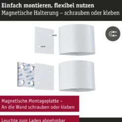 Paulmann 71285 LED Akku Wandleuchte Nyora rund IP44 3000K weiß Bewegungsmelder