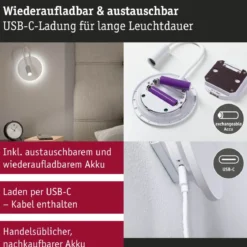 Paulmann 71289 LED Akku Wandleuchte Miora 2700K weiß dimmbar