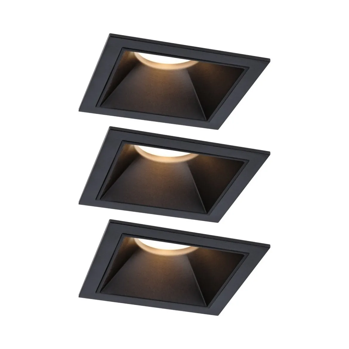 Paulmann 93125 LED Cole Coin Basisset eckig 3er-Set 2700K Schwarz 3-Step-Dim IP44
