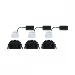 Paulmann 93125 LED Cole Coin Basisset eckig 3er-Set 2700K Schwarz 3-Step-Dim IP44