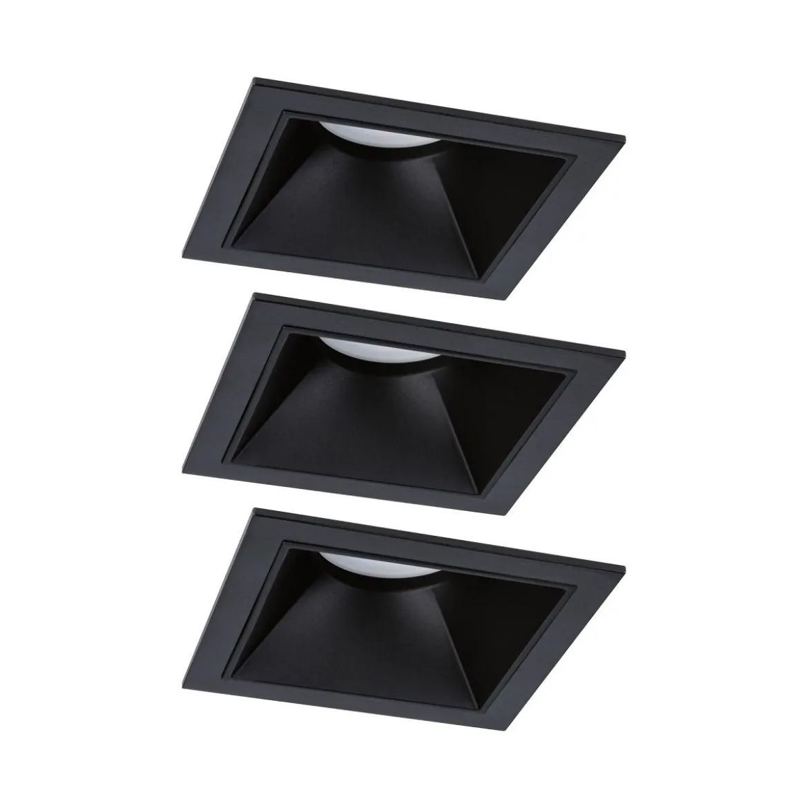 Paulmann 93125 LED Cole Coin Basisset eckig 3er-Set 2700K Schwarz 3-Step-Dim IP44