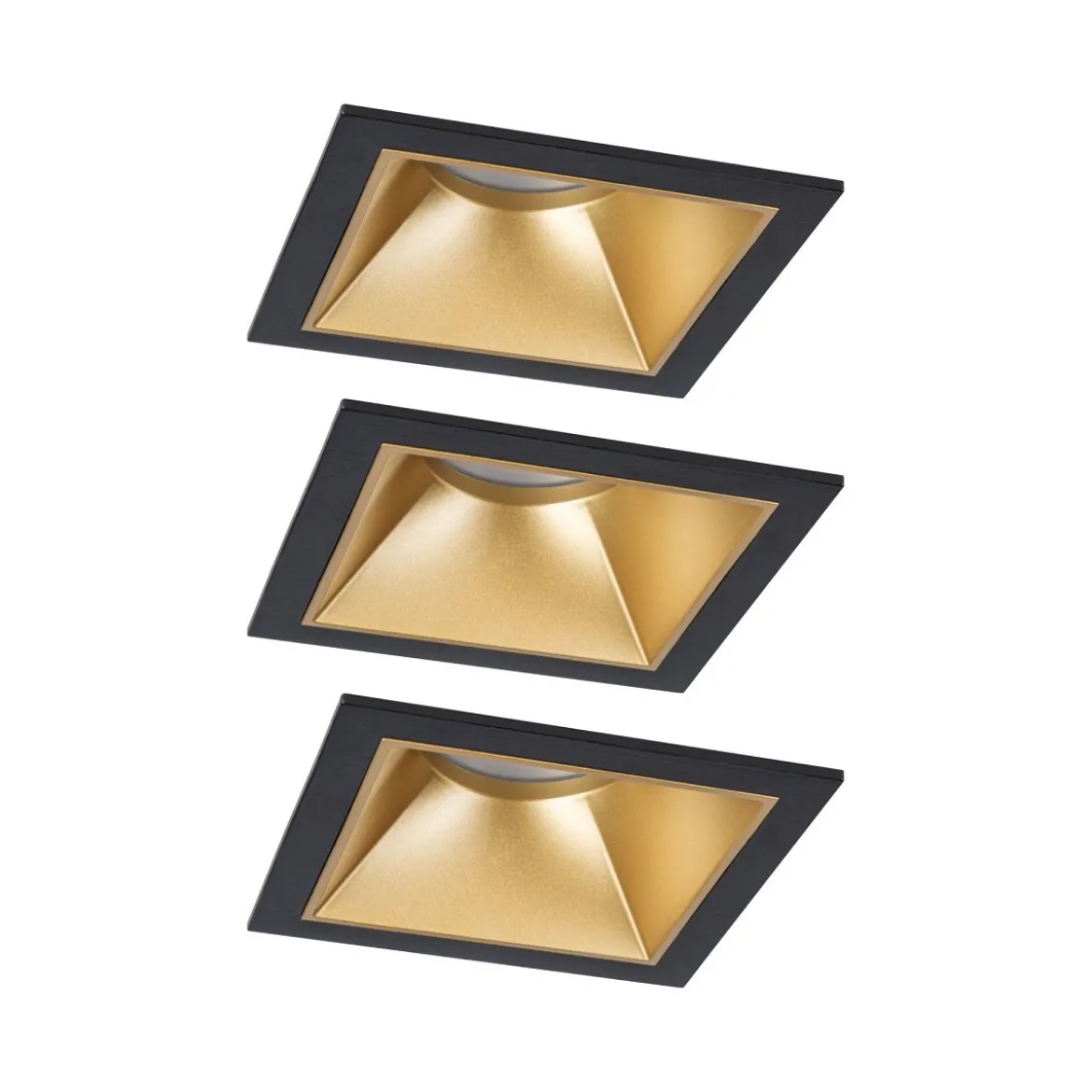 Paulmann 93129 LED Cole Coin Basisset eckig 3er-Set 2700K Schwarz Gold 3-Step-Dim IP44