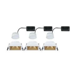 Paulmann 93130 LED Cole Coin Basisset eckig 3er-Set 2700K Weiß Gold 3-Step-Dim IP44
